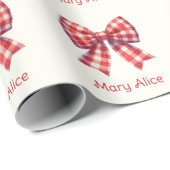 Cute Red and Cream Gingham Bow Cadeaupapier (Rol Hoek)