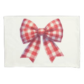 Cute Red and Cream Gingham Bow Kussensloop (Voorkant)