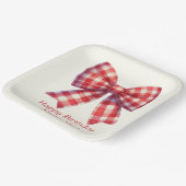 Cute Red and Cream Gingham Bow Papieren Bordje (Gebogen)