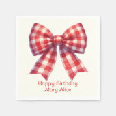 Cute Red and Cream Gingham Bow Servet (Voorkant)