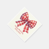Cute Red and Cream Gingham Bow Servet (Hoek)
