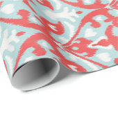 Cute red and turquoise ikat tribal cadeaupapier (Rol Hoek)