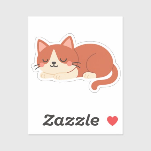 Cute Red and White Cat – Sleeping Kitty Sticker (Vel)