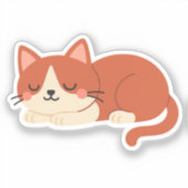 Cute Red and White Cat – Sleeping Kitty Sticker (Voorkant)