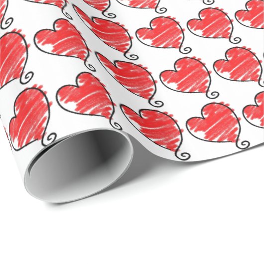 Cute Red and White Hearts Valentine Cadeaupapier (Rol Hoek)