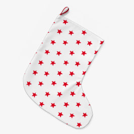 Cute red and white stars grote kerstsok