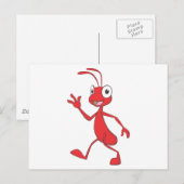 Cute Red Ant Walking Waving Hand Hallo Briefkaart (Voorkant / Achterkant)