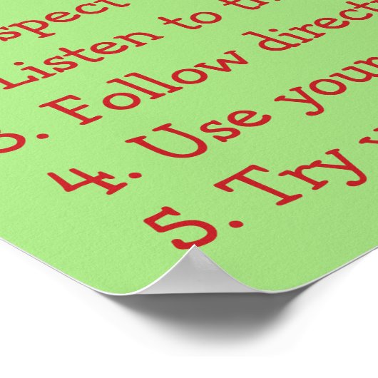 Cute Red Apple Custom Classroom Rules Poster (Hoek)