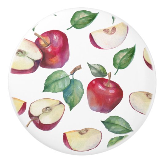 Cute Red Apple Fruit Pattern Keramische Knop (Voorkant)