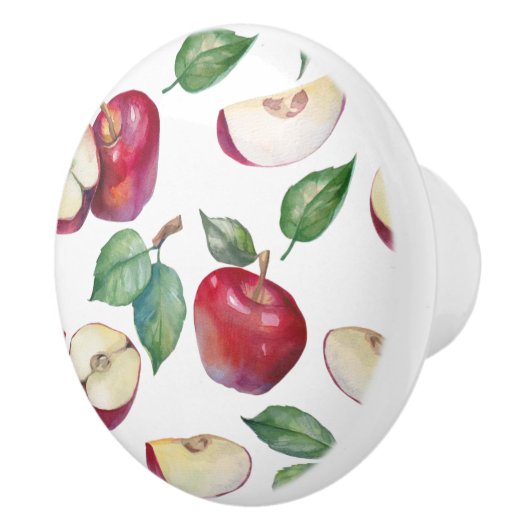 Cute Red Apple Fruit Pattern Keramische Knop (Rechts)