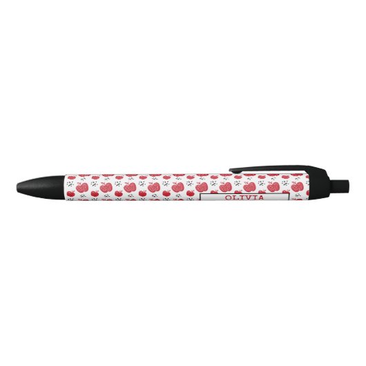 Cute Red Apple Pattern Gepersonaliseerd Zwarte Inkt Pen (Bovenkant)