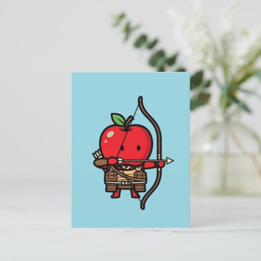 Cute Red Apple Samurai Archer Yumi Bow  Briefkaart (Staand voorkant)