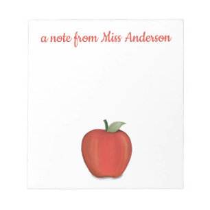 Cute Red Apple Simple Teacher Whimsical Class Notitieblok