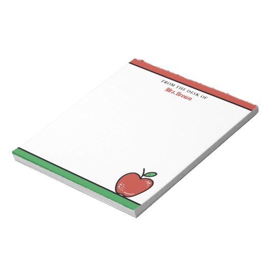 Cute Red Apple van het bureau van de leraar naam Notitieblok (Linkerzijde)