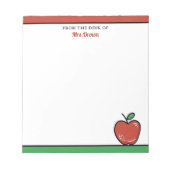 Cute Red Apple van het bureau van de leraar naam Notitieblok (Voorkant)