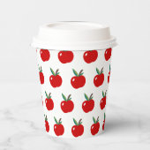 Cute Red Apples Pattern op White Background Papieren Bekers (Links)
