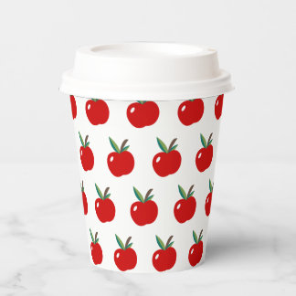 Cute Red Apples Pattern op White Background Papieren Bekers