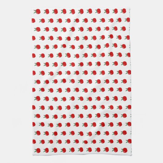 Cute Red Apples Pattern op White Background Theedoek (Verticaal)