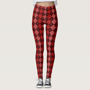 Cute Red Argyle Plays Leggings