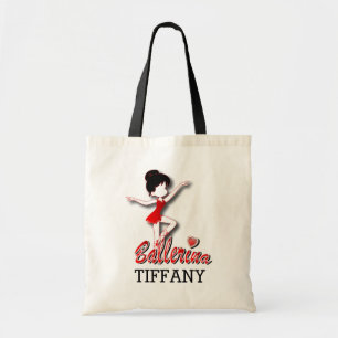 Cute Red Ballerina Girl   Ballet Dancer Tote Bag