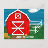 Cute Red Barn Drawing Living the Dream Briefkaart (Voorkant)