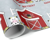 Cute Red Barn, Koe Boerderij, Aangepaste verjaarda Cadeaupapier (Rol Hoek)