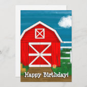 Cute Red Barn Tekening Gepersonaliseerd Happy Birt (Voorkant / Achterkant)