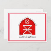 Cute Red Barn Tekening | Ik ben eerder bij de Barn Briefkaart (Voorkant / Achterkant)