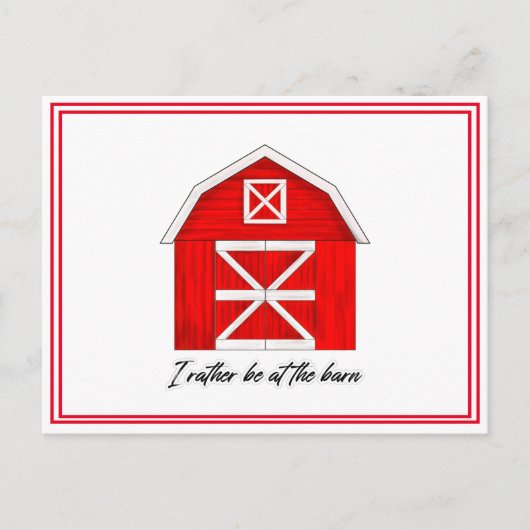 Cute Red Barn Tekening | Ik ben eerder bij de Barn Briefkaart (Voorkant)