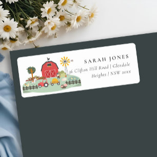 Cute Red Barnyard Boerderij Animal Baby shower Add Etiket