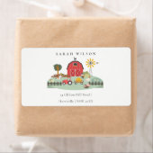 Cute Red Barnyard Boerderij Animal Baby shower Etiket (Insitu)