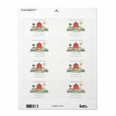 Cute Red Barnyard Boerderij Animal Baby shower Etiket (Full Sheet)