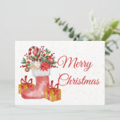 Cute Red Berries Gift Candy Cane Merry Kerstmis Feestdagenkaart (Staand voorkant)