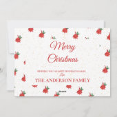 Cute Red Berries Gift Candy Cane Merry Kerstmis Feestdagenkaart (Achterkant)