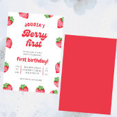 Cute Red Berry First Birthday Watercolor  Kaart