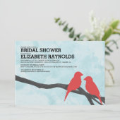Cute Red Bird Bridal Shower Invitations Kaart (Staand voorkant)