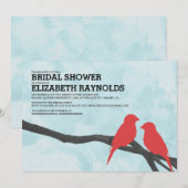 Cute Red Bird Bridal Shower Invitations Kaart (Voorkant / Achterkant)