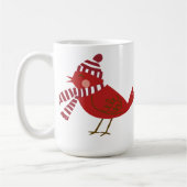 Cute Red Bird met Scarf en Pet Kerstmis Mok (Links)