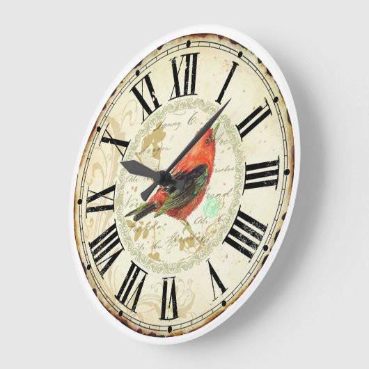 cute red bird roman numeric grote klok (Hoek)