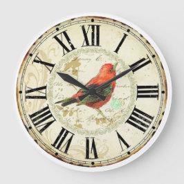 cute red bird roman numeric grote klok