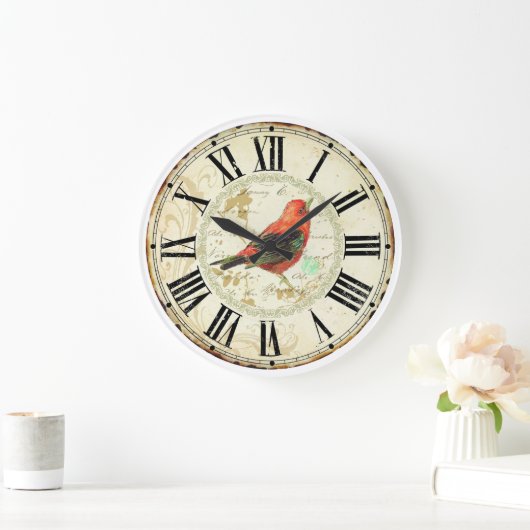 cute red bird roman numeric grote klok (Huis)