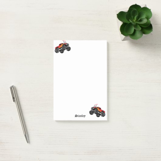 Cute Red Black Aangepaste Monster Truck Post-it® Notes (Kantoor)