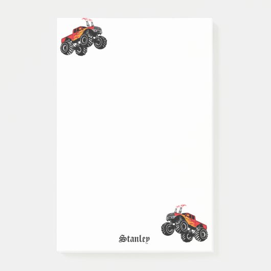 Cute Red Black Aangepaste Monster Truck Post-it® Notes (Voorkant)