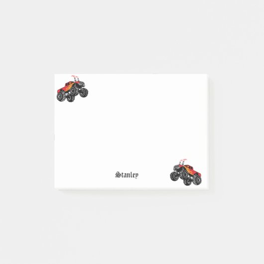 Cute Red Black Aangepaste Monster Truck Post-it® Notes (Voorkant)