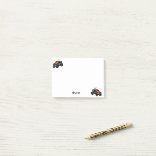 Cute Red Black Aangepaste Monster Truck Post-it® Notes (Op bureau)