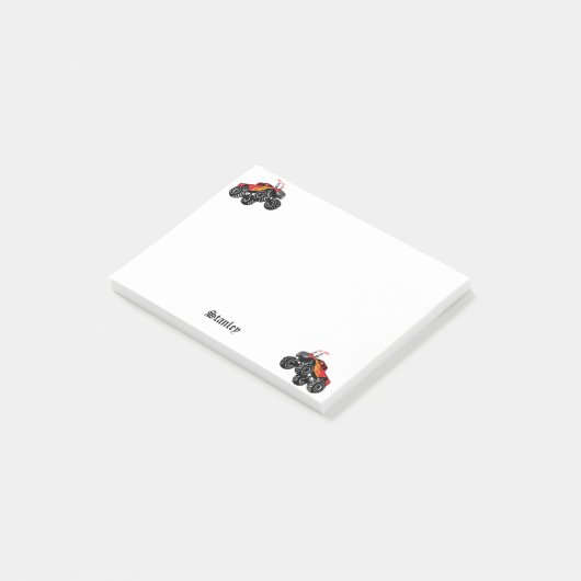 Cute Red Black Aangepaste Monster Truck Post-it® Notes (Schuin)