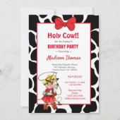 Cute Red Black Cowgirl Birthday Party Kaart (Voorkant)