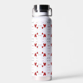 Cute Red Black Hand Drawn Hearts Waterfles (Achterkant)