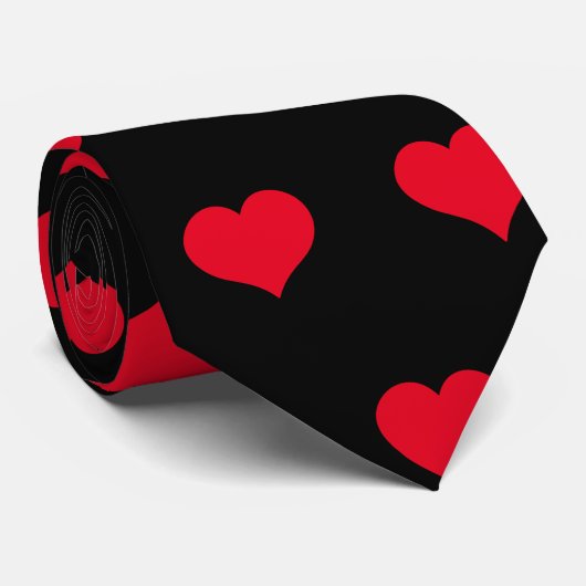 Cute Red Black Heart Valentijnsdag Pattern Love N Stropdas (Opgerold)