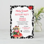 Cute Red Black Heilige Koe Afdrukfeest Kaart (Staand voorkant)